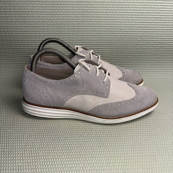 Cole Haan ZeroGrand Oxford Shoes Women's Size 9B Gray Leather Wingtip Sneakers - Picture 1 of 9